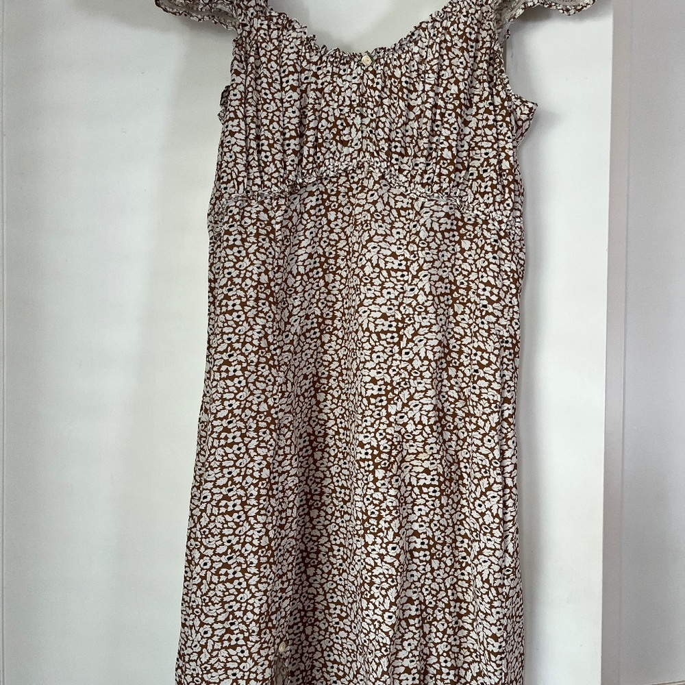 Contenta brand Brown with white and black flowers dress. Size M